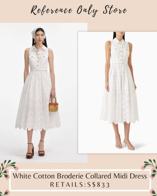 SP White cotton broderie collared midi dress