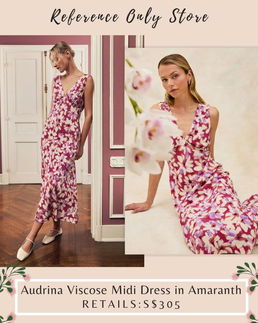 RLS Audrina Viscose Midi dress in Amaranth