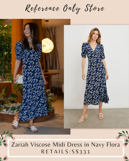 RLS Zariah Viscose midi dress in navy floral