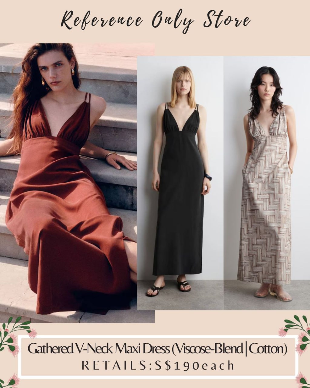 CO Gathered v neck maxi dress