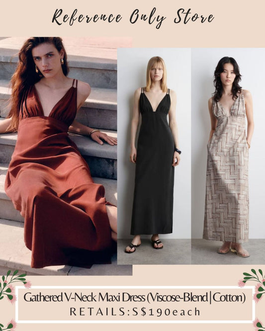 CO Gathered v neck maxi dress