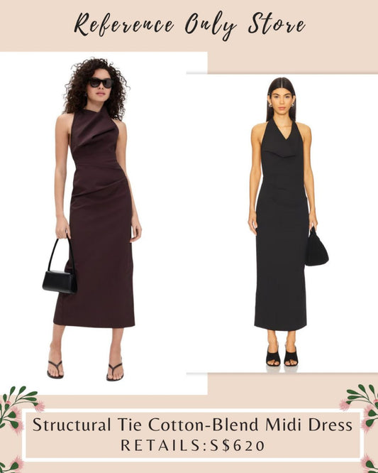 SA Structural tie cotton midi dress