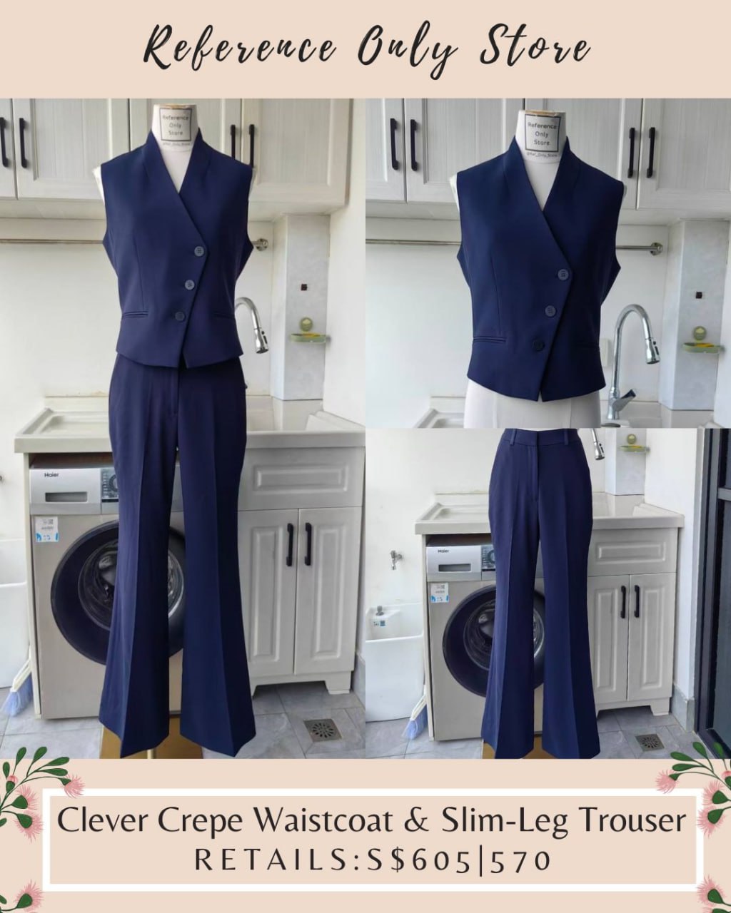 TF Clever Crepe Romney waist coat in navy