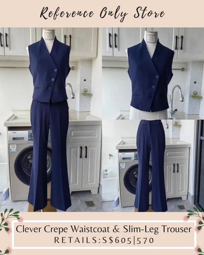 TF Clever Crepe Romney waist coat in navy