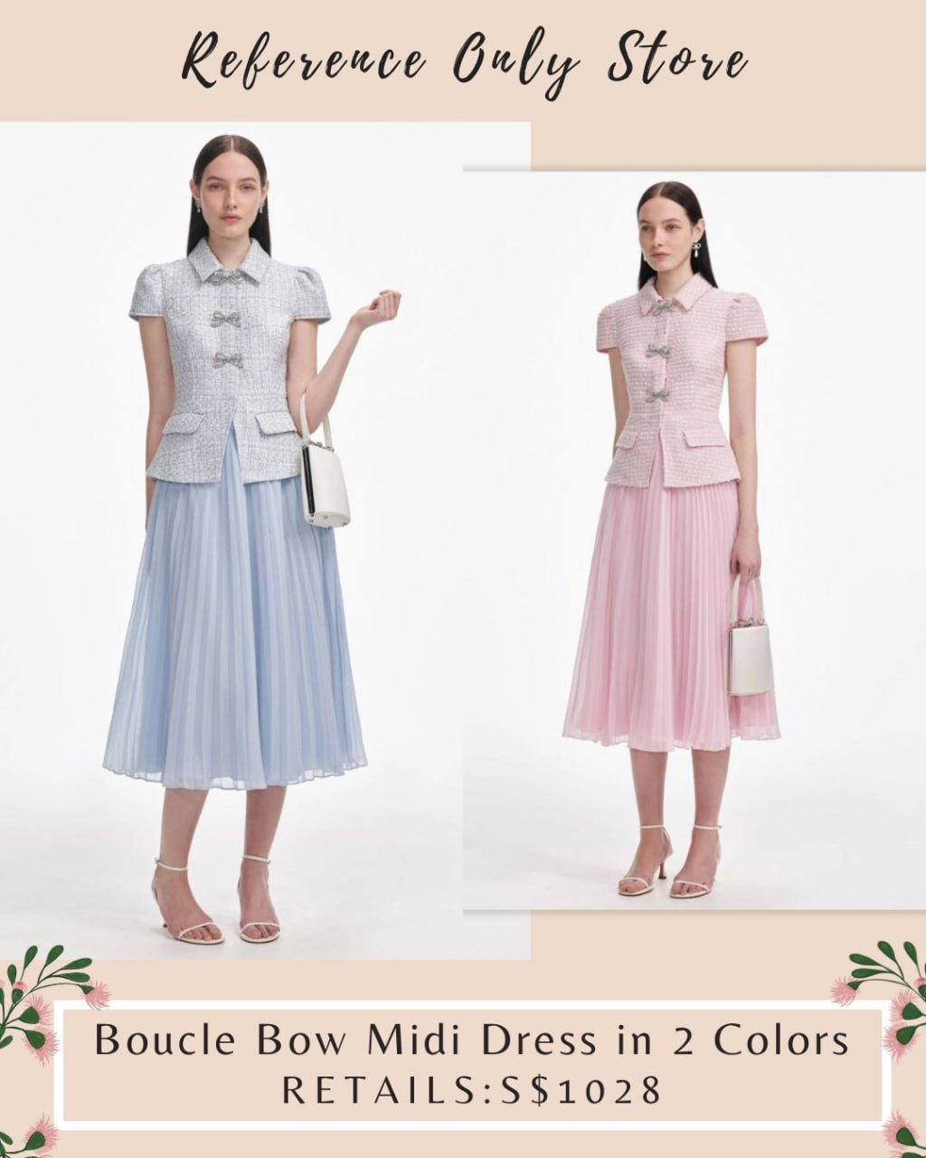 SP Boucle Bow midi dress in 2 colors