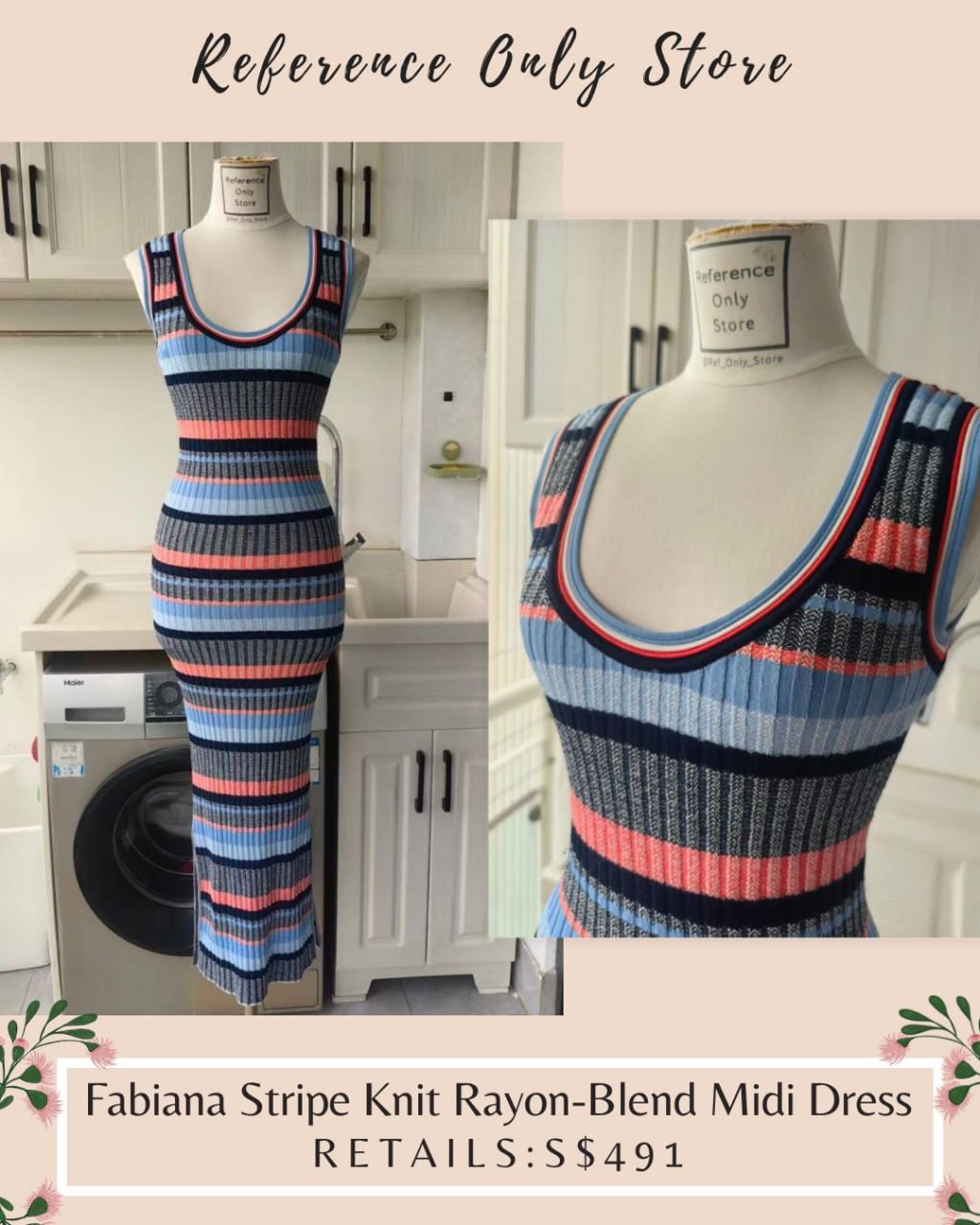 VB Fabiana stripe knit rayon blend midi dress