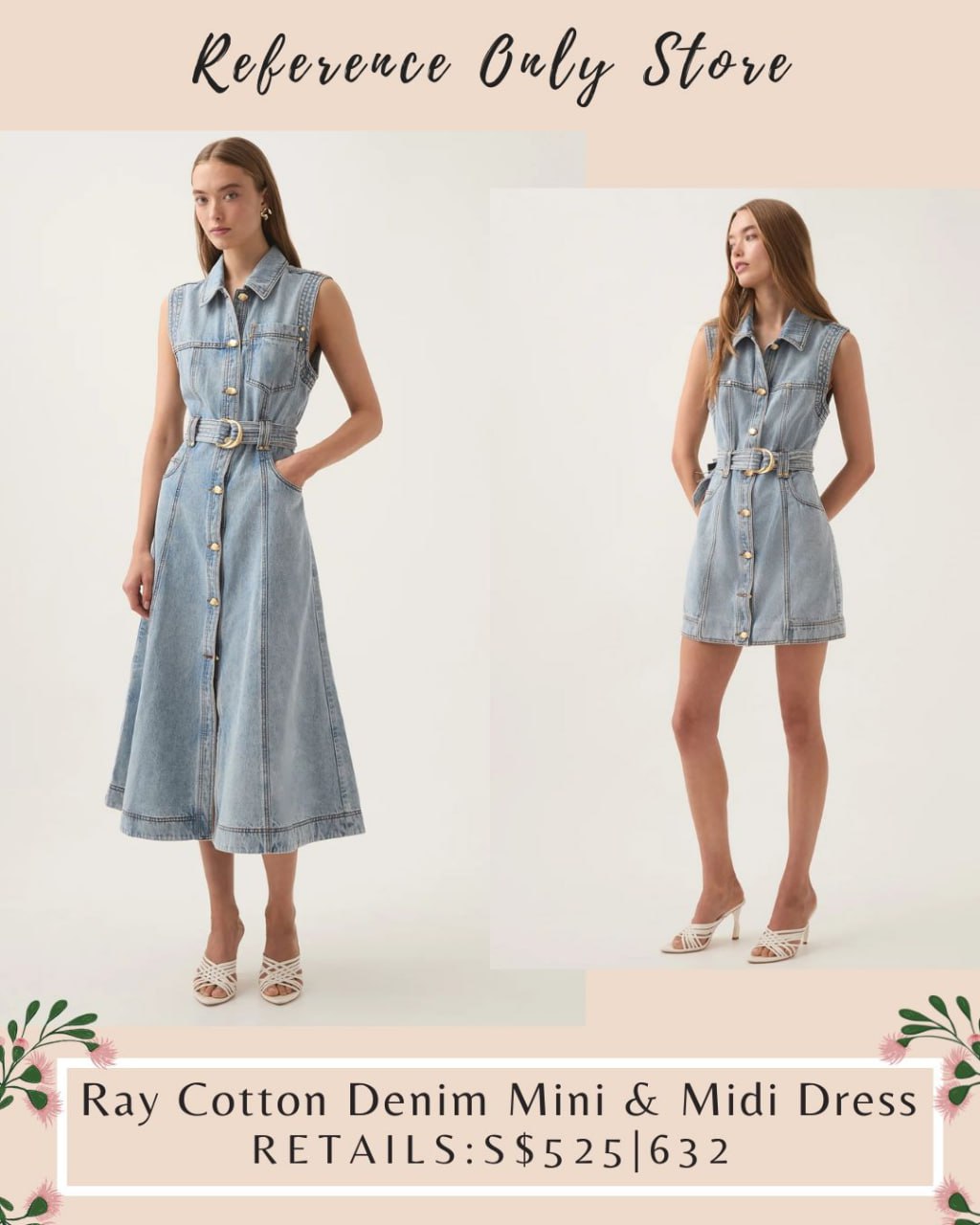 AJ Ray denim mini and midi dress