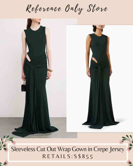 AP Sleeveless cut out wrap gown in crepe jersey