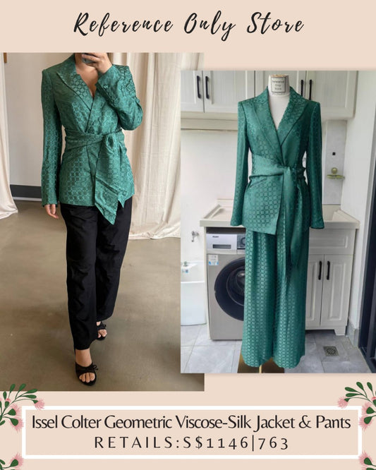 VB Issel Colter Green Geometric Viscose silk blend jacket and pants