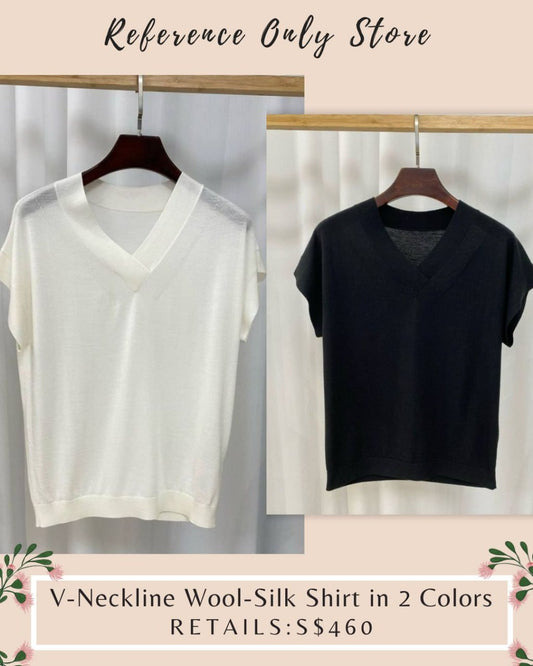 FF V neckline Wool silk shirt in 2 colors