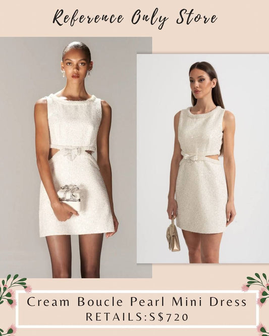 Special price! Cream Boucle pearl mini dress