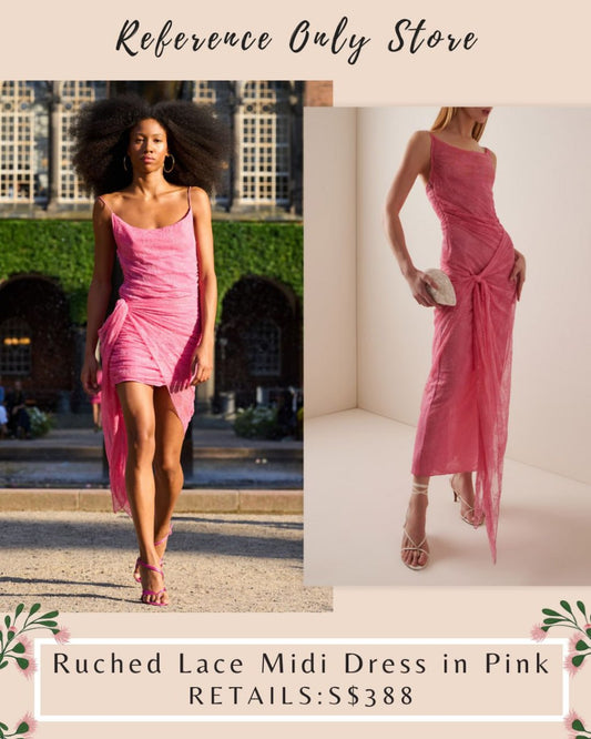 RTT Pink ruched lace midi dress