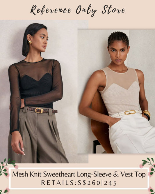 RS Mesh knt sweetheart long sleeve & vest top