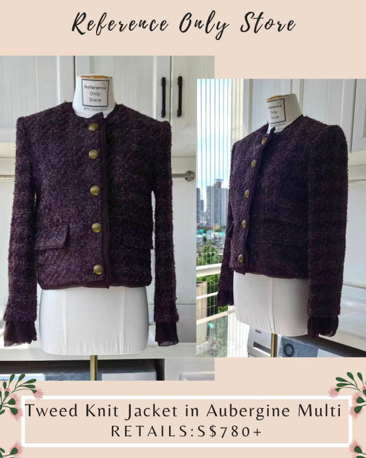 VB Tweed knit jacket in aubergine multi