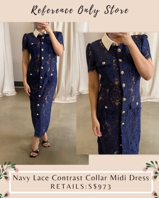 Special price! SP Navy lace contrast midi dress