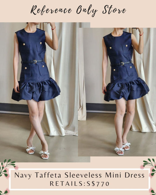 SP navy taffeta sleeveless mini dress