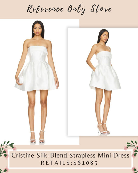 RV Christine silk blend strapless ivory white mini dress