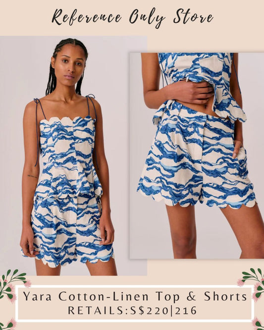 HFM Yara cotton linen strap top and shorts