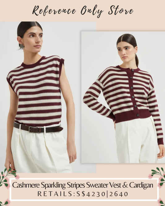 BC Cashmere sparling stripes sweater vest and cardigan