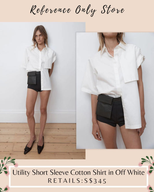 SA Utility short sleeve cotton shirt in off white