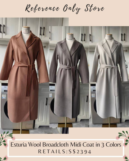 MM Esturia wool broadcloth midi coat in 3 colors