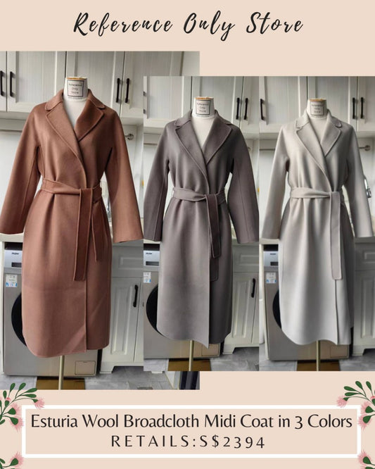 MM Esturia wool broadcloth midi coat in 3 colors