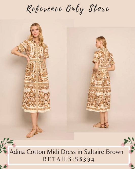 CC Adina cotton midi dress in saltaire brown