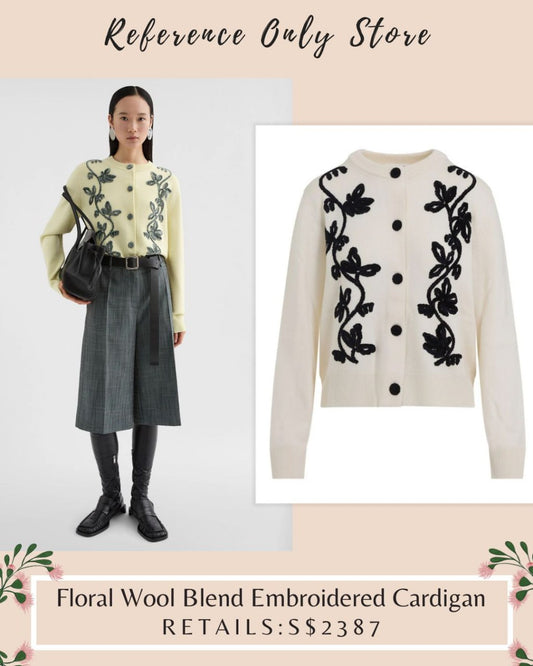 JS floral wool blend cardigan in ivory white