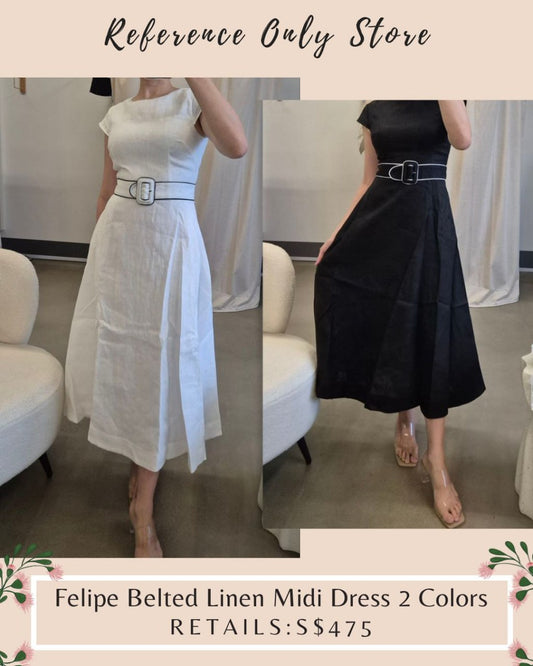 REF Felipe belted linen midi dress