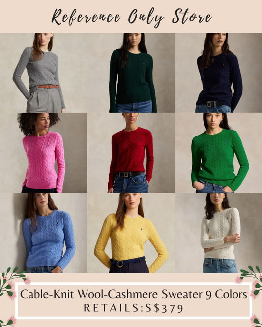 RL Cable knit wool cashmere sweater in 9 colors
