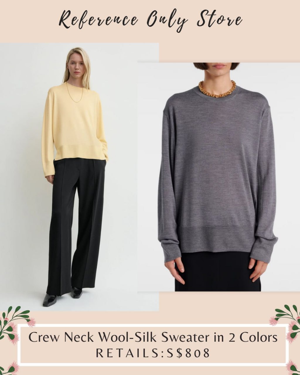 Tot crew neck wool silk sweater in 2 colors