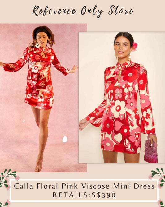 RX Calla floral pink viscose mini dress