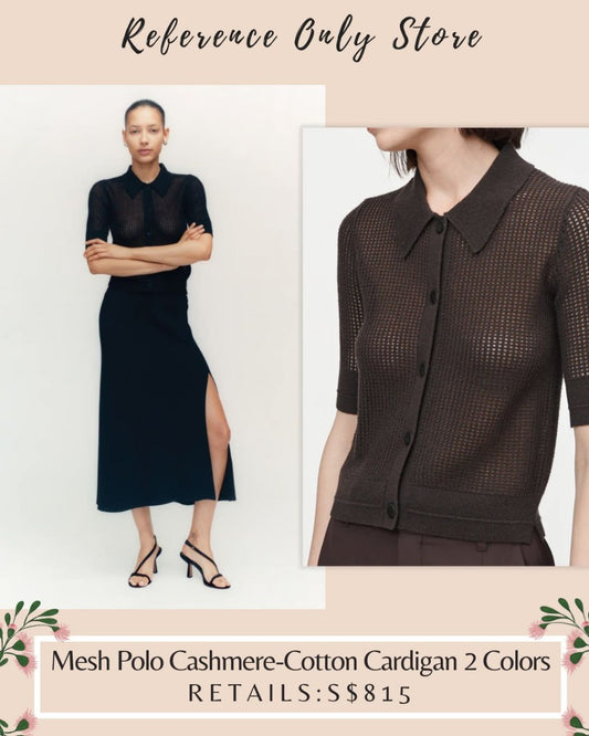 MM Mesh polo cashmere cotton cardigan top