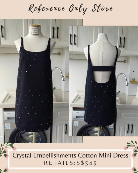 AM Black crystal embellishment cotton mini dress