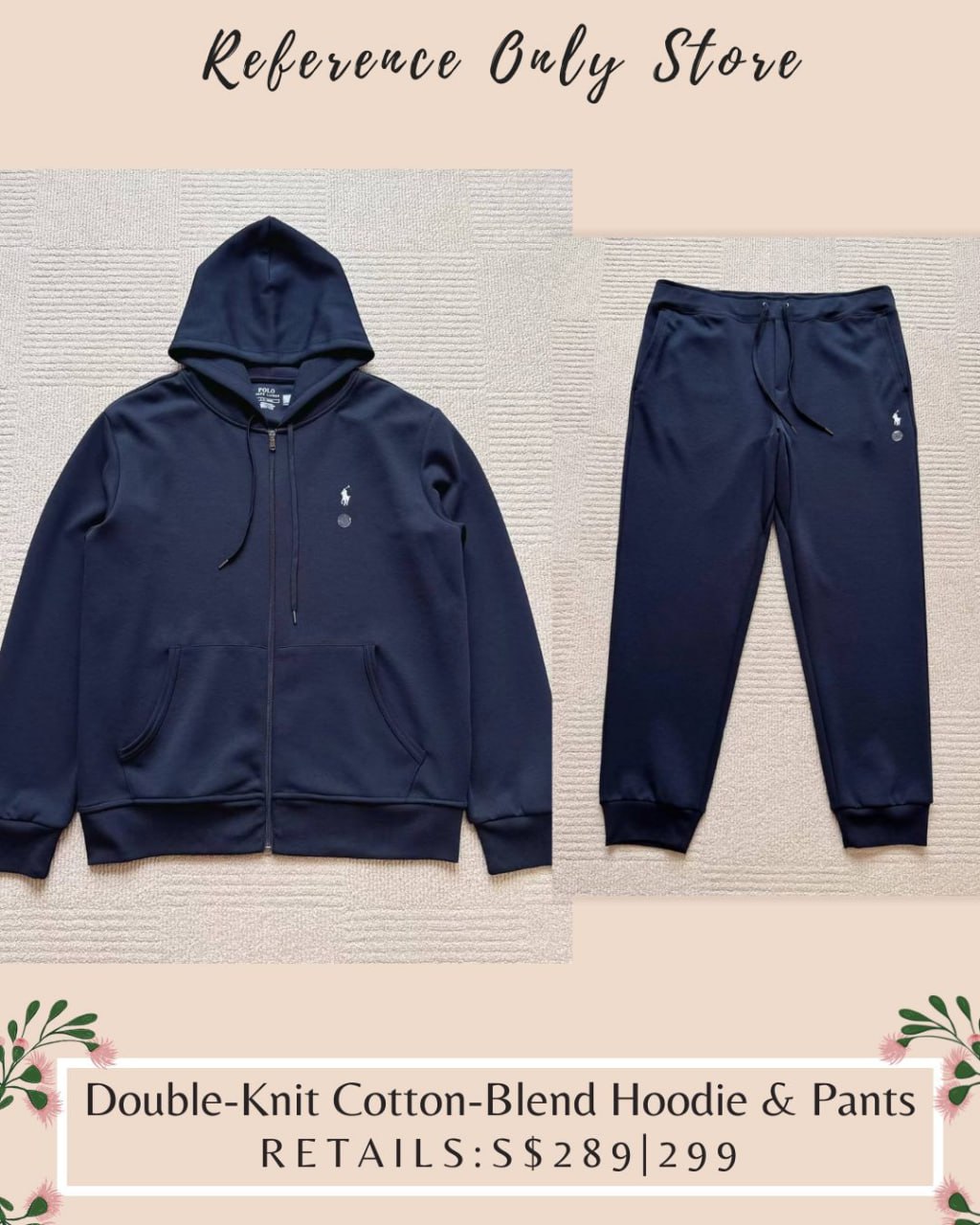 RL Men's Double knit cotton blend hoodie and pants