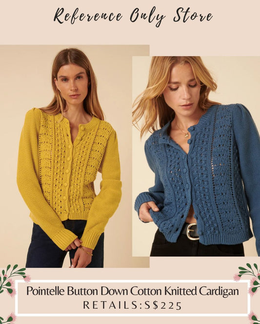 NC Pointelle button down cotton knitted cardigan