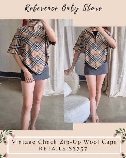 Bbr Vintage check Zip up wool cape