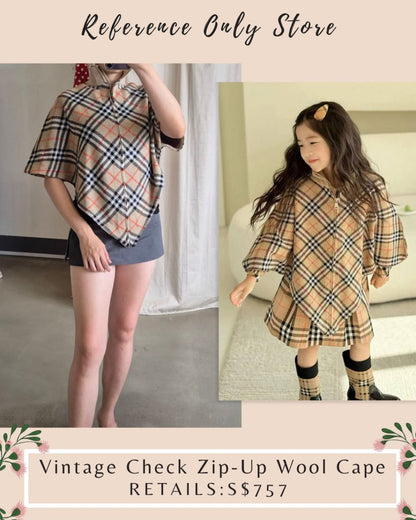 Bbr Vintage check Zip up wool cape