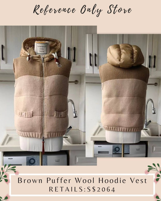 MC Brown Puffer Wool hoodie vest
