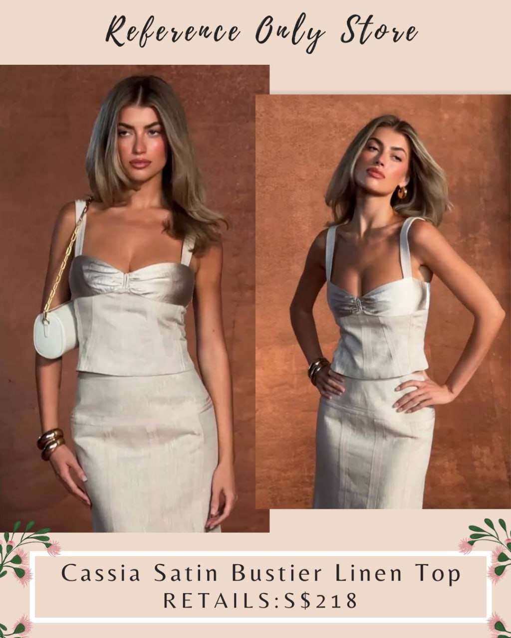 CC Cassia satin bustier linen top