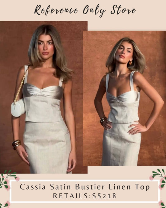 CC Cassia satin bustier linen top