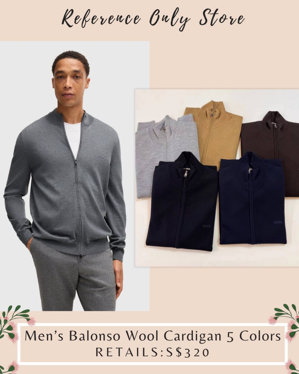 BSS Men's Balonso Wool cardigan in 5 colors