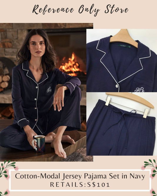 RL Cotton modal Jersey pajama set in navy