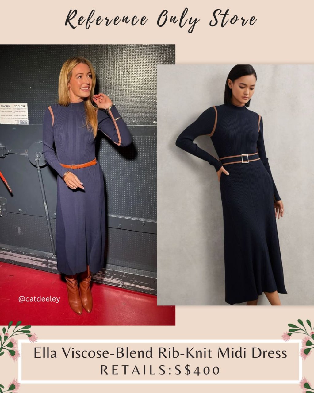 RS Ella viscose blend rib knit midi dress