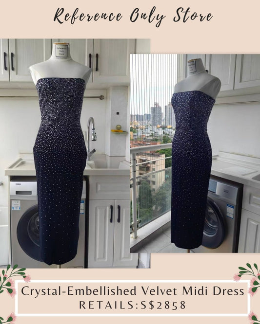 AP Crystal embellished velvet midi dress