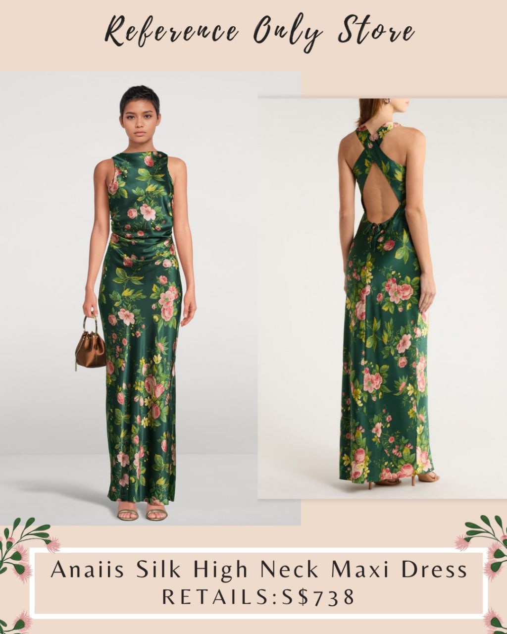 Ref Anaiis Silk high neck maxi dress