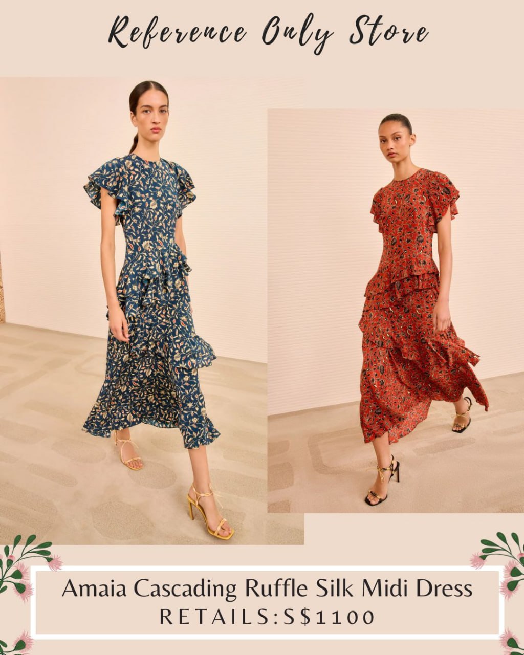 UJ Amala Cascading Ruffle Silk Midi Dress