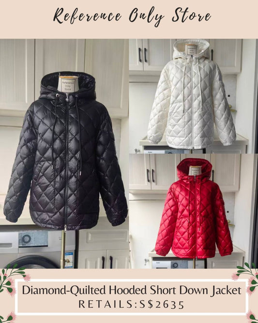 MC Diamond quilted hooded short down jacket