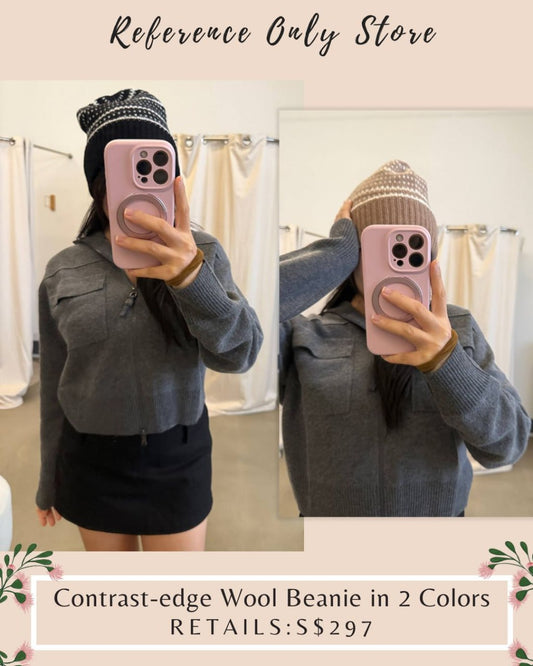 Tot contrast edge wool beanie in 2 colors
