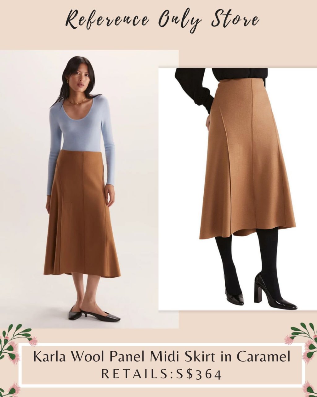 SB Karla Wool Panel Midi Skirt in caramel